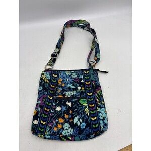 Vtg Vera Bradley Crossbody Hipster Midnight Blues Retired  Floral Cotton Travel